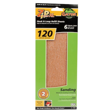 Gator Grit Gator Zip XL 9-1/2 in. L X 3-1/2 in. W 120 Grit Aluminum Oxide Sanding Sheet 6 pk 7245